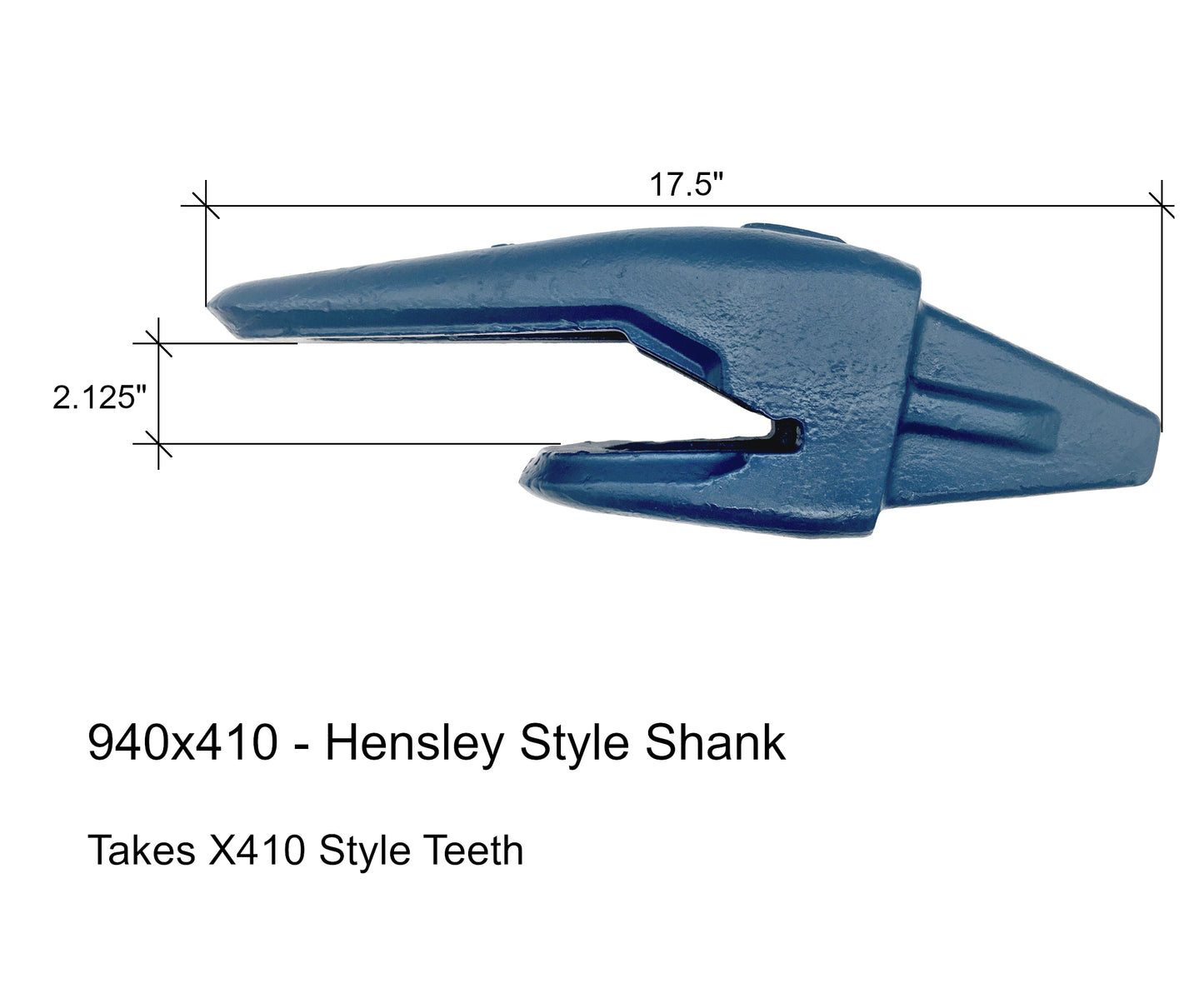 940x410 Parabolic Bucket Adapter Shank for 2" Lip - 'Hensley X410 Series'