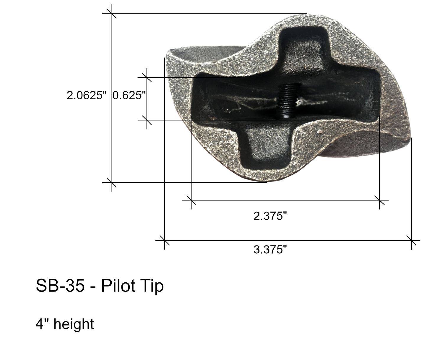 Pointe pilote de tarière pénétrante avec boulon et écrou - Pengo 133402 / SB35