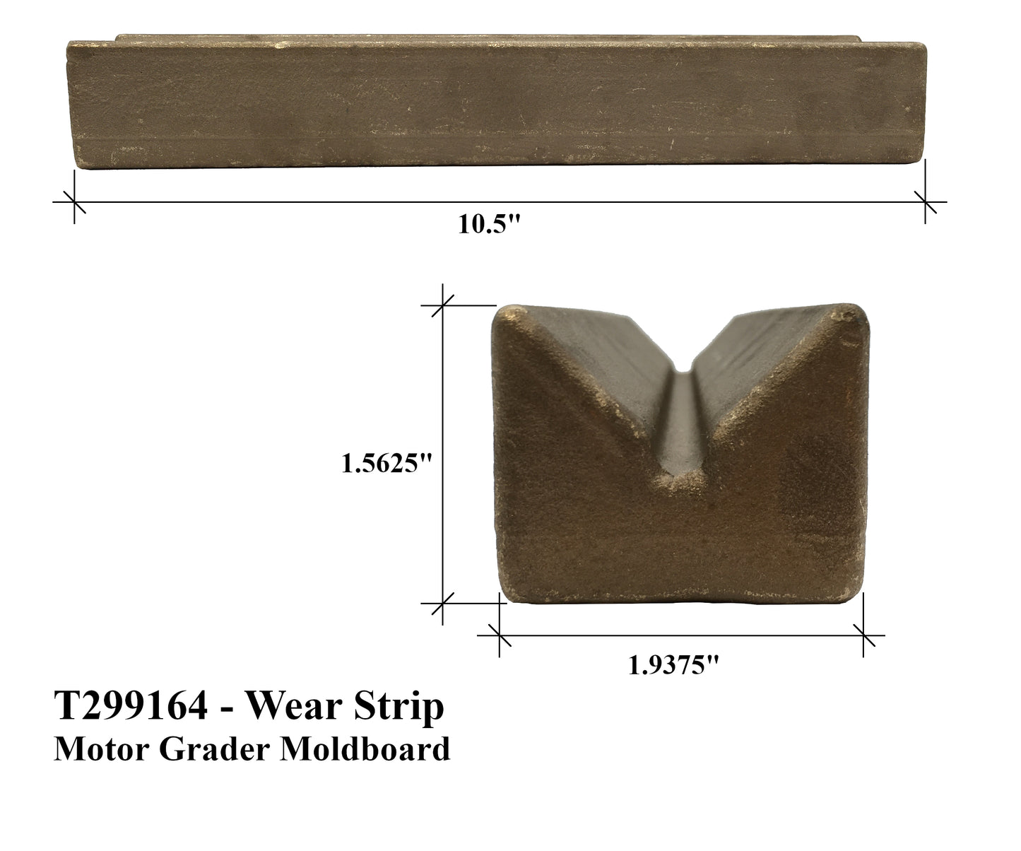 Wear Strip -Top- T299164, fits Most JD Motor Graders, 670, 672, 770, 870, 872