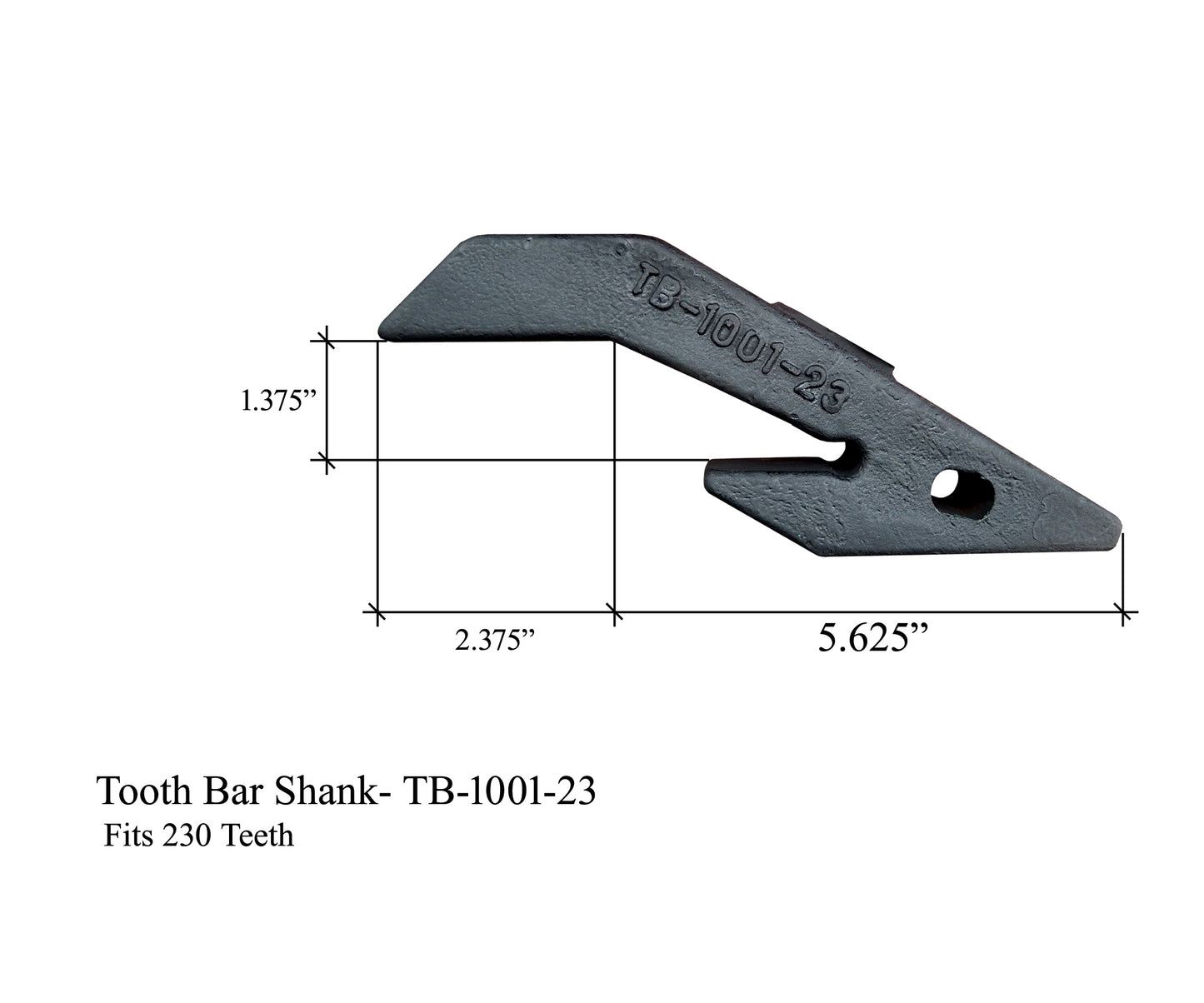 TB-1001-23 Weld-on Toothbar Shank - 'H & L Style 230 Series' for Loader Toothbars