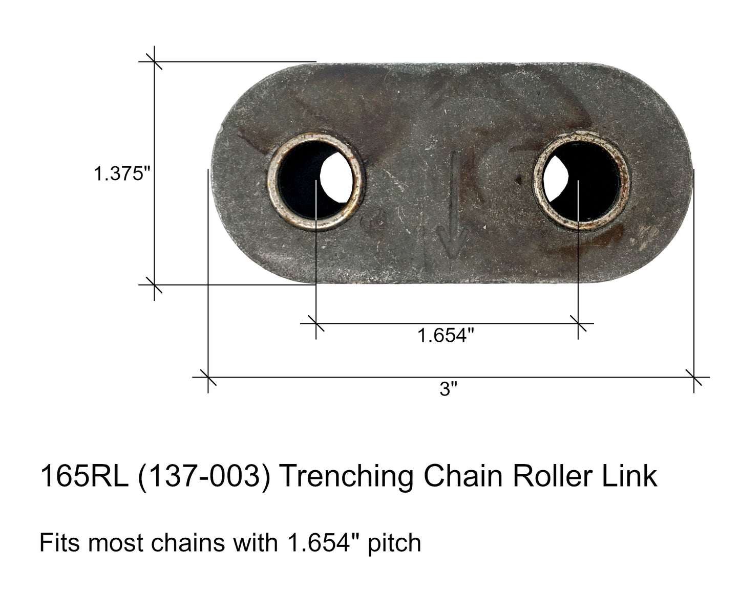 Maillon de rouleau de chaîne de tranchée, convient aux chaînes avec pas de 1,654" - 137-003, 165RL