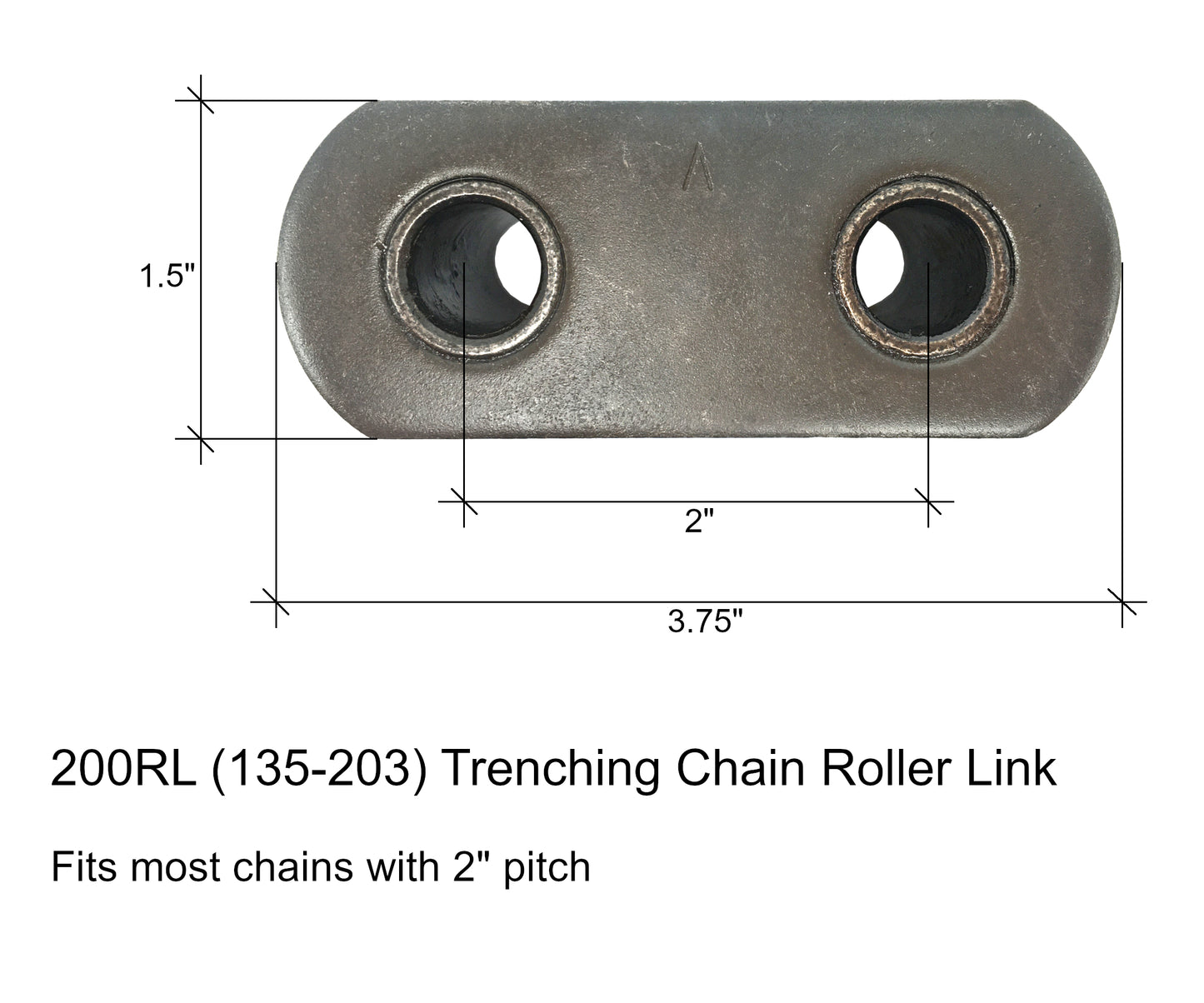 Trenching Chain Roller Link, Fits Chains w/ 2" Pitch - 135-203, 200RL