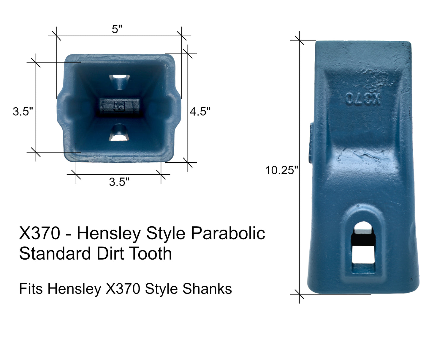 X370 Standard Dirt Tooth - 'Hensley X370 Style' for Excavator Buckets