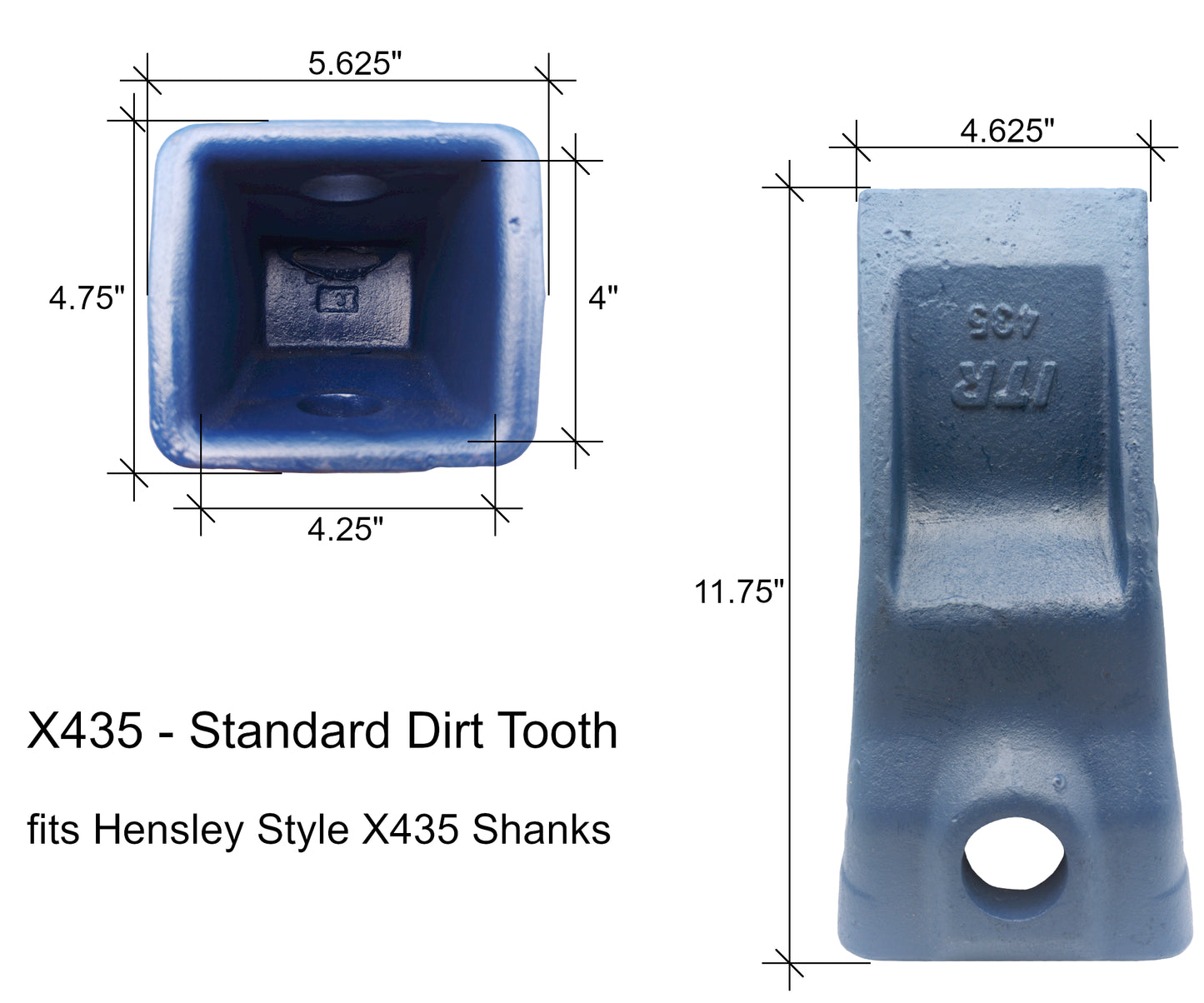X435 Standard Dirt Tooth - 'Hensley X435 Style' for Excavator Buckets